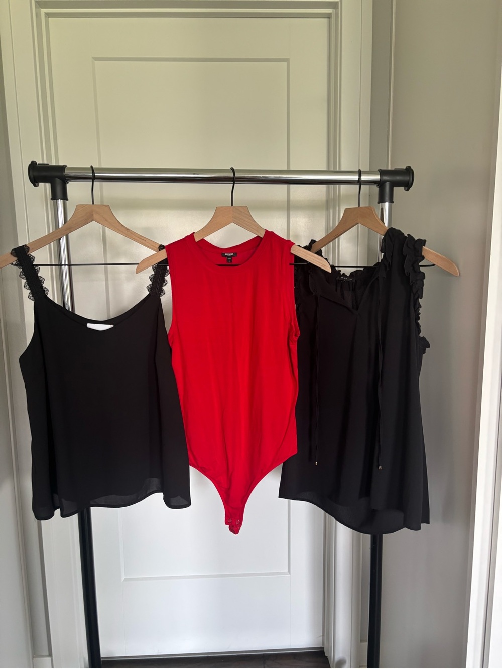 Staccato Red Sleeveless Bodysuit